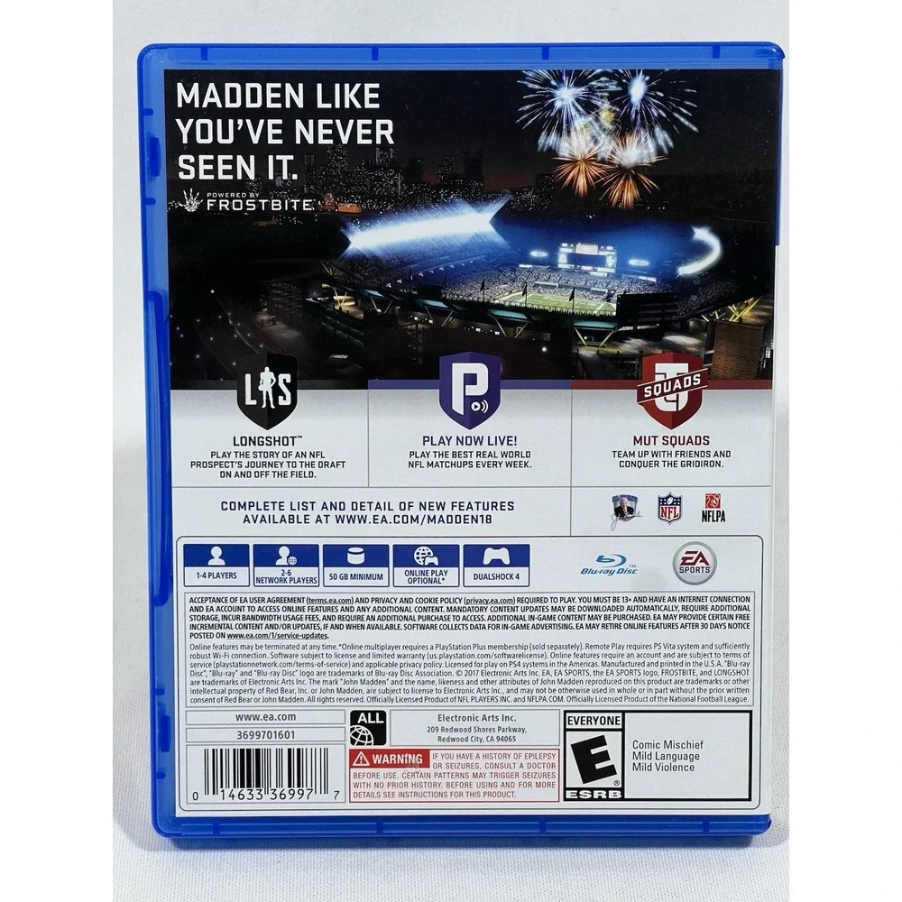 Madden NFL 18 PS4 Football‎ Video Game EA Sports PlayStation 4 Tested